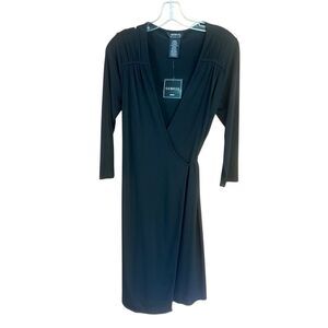 George Classic Wrap 3/4 sleeve Low V Dress Sz M (8-10) NWT